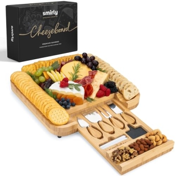 SMIRLY Charcuterie Boards Gift Set: Bamboo Cheese Board Set - Perfect Housewarming Gifts for Couples...