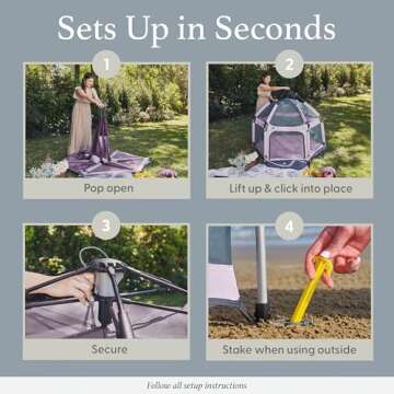 POP 'N GO PLAYPEN - Indoor & Outdoor Baby Playpen for Babies and Toddlers - Baby Beach Tent, Foldable, Portable W/Canopy, Travel Bag, & Mosquito Net - Pop Up Pack and Play Tent (Soft Pink)