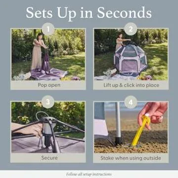 POP 'N GO PLAYPEN - Indoor & Outdoor Baby Playpen for Babies and Toddlers - Baby Beach Tent, Foldable, Portable W/Canopy, Travel Bag, & Mosquito Net - Pop Up Pack and Play Tent (Soft Pink)