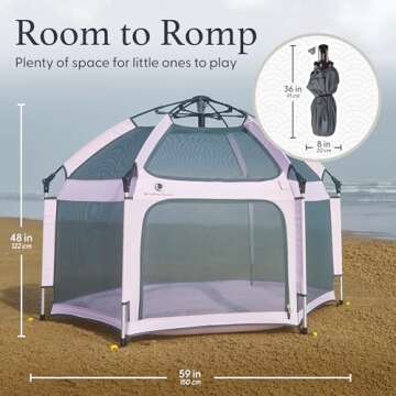 POP 'N GO PLAYPEN - Indoor & Outdoor Baby Playpen for Babies and Toddlers - Baby Beach Tent, Foldable, Portable W/Canopy, Travel Bag, & Mosquito Net - Pop Up Pack and Play Tent (Soft Pink)