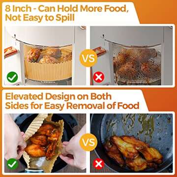 Air Fryer Paper Liners Disposable: 8 Inch Max Xl Large Cooker Air Fryer Disposable Paper Liners, 100Pcs Oil Proof Parchment Sheets Round Basket Bowl Liner for Baking Cooking Food from vailnd