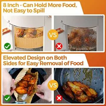 Air Fryer Paper Liners Disposable: 8 Inch Max Xl Large Cooker Air Fryer Disposable Paper Liners, 100Pcs Oil Proof Parchment Sheets Round Basket Bowl Liner for Baking Cooking Food from vailnd