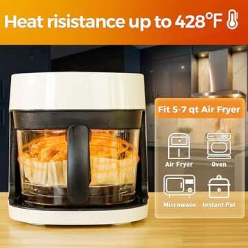 Air Fryer Paper Liners Disposable: 8 Inch Max Xl Large Cooker Air Fryer Disposable Paper Liners, 100Pcs Oil Proof Parchment Sheets Round Basket Bowl Liner for Baking Cooking Food from vailnd