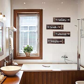 Jetec 4 Pieces Farmhouse Bathroom Decor Wall Art Set - Rustic & Stylish!