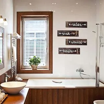 Jetec 4 Pieces Farmhouse Bathroom Decor Wall Art Set - Rustic & Stylish!