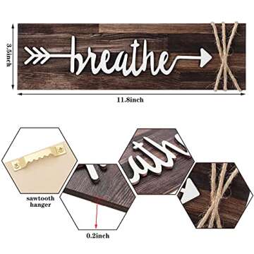 Jetec Farmhouse Bathroom Decor Wall Art - Rustic Wooden Signs