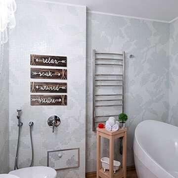 Jetec Farmhouse Bathroom Decor Wall Art - Rustic Wooden Signs