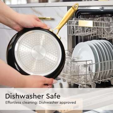 Black and Gold Pots and Pans Set Nonstick - 15-Piece Black Cookware Set, Non-Toxic, Induction Compatible, PFOA-Free, with Gold Kitchen Utensils for Stylish Everyday Cooking - Gold Kitchen Accessories