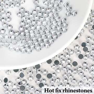 Hotfix Rhinestones for Crafts - Flatback Round Crystals for Clothing and Accessories