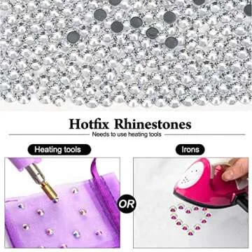 Hotfix Rhinestones for Crafts - Shiny Glass Gems for Decoration