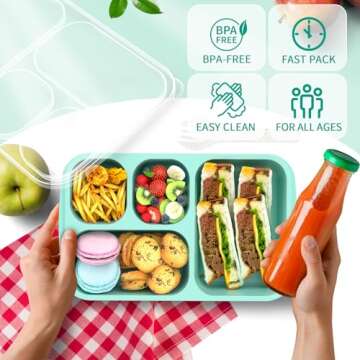 Enstphjoy Bento Lunch Box - 4 Pack, Snack Box Containers Meal Prep Container Microwave Safe, Lunch Box of 4-Compartment, Bento Box Adult Lunch Box, Dishwasher Safety (Dark-PP(B/P/G/P))