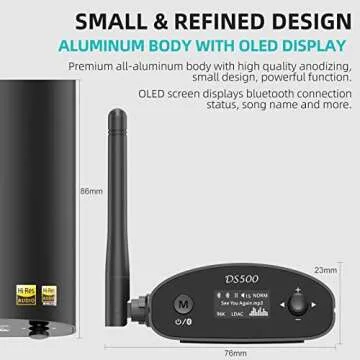 1Mii DS500 LDAC Bluetooth Hifi Receiver, Long Range Bluetooth 5.1 Audio Adapter w/Audiophile DAC, aptX HD & Low Latency, OLED Display & Optical Coaxial AUX Output for Home Stereo/AV Receiver/Amplifier