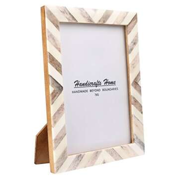 Handicrafts Home 5x7 Chevron Pattern Inspired Picture Frame - 5x7 Frames for Wall Hanging & Desk Decor, Vintage Decor, Living Room & Office Decor - Picture Frame for Photos, Nursery Decor Gifts, Brown