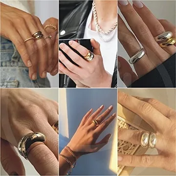 wowshow Chunky Gold Ring for Women - Elegant Dome Design