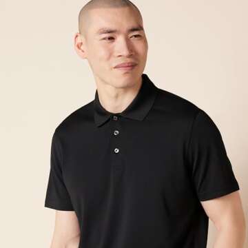 Amazon Essentials Men's Slim-Fit Quick-Dry Golf Polo Shirt - Discontinued Colors, Black, Medium