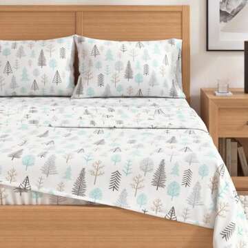 Great Bay Home Flannel Sheet Set Queen Size - 100% Turkish Cotton, Double-Brushed, Printed Bed Sheet...