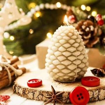 Christmas Pinecone Silicone Candle Molds 3D Pine Cone Candle Molds Silicone Resin Candle Mold Soap M...
