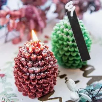 Christmas Pinecone Silicone Candle Molds 3D Pine Cone Candle Molds Silicone Resin Candle Mold Soap Mold Xmas Theme Resin Concrete Mould for Christmas Party DIY Table Home Decor Supplies (1 Pc)
