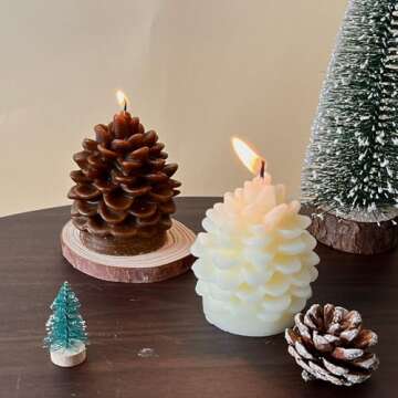 Christmas Pinecone Silicone Candle Molds 3D Pine Cone Candle Molds Silicone Resin Candle Mold Soap Mold Xmas Theme Resin Concrete Mould for Christmas Party DIY Table Home Decor Supplies (1 Pc)