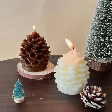 Christmas Pinecone Silicone Candle Molds 3D Pine Cone Candle Molds Silicone Resin Candle Mold Soap Mold Xmas Theme Resin Concrete Mould for Christmas Party DIY Table Home Decor Supplies (1 Pc)