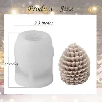 Christmas Pinecone Silicone Candle Molds 3D Pine Cone Candle Molds Silicone Resin Candle Mold Soap Mold Xmas Theme Resin Concrete Mould for Christmas Party DIY Table Home Decor Supplies (1 Pc)