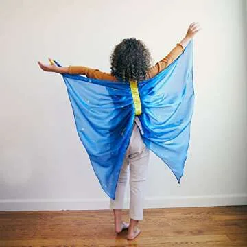 Sarah's Silks - Starry Night Fairy Wings, 100% Real Silk Dress up Costume, Eco-Friendly Dyes, 42-Inches Long (Starry Night)