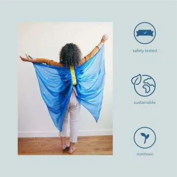 Sarah's Silks - Starry Night Fairy Wings, 100% Real Silk Dress up Costume, Eco-Friendly Dyes, 42-Inches Long (Starry Night)