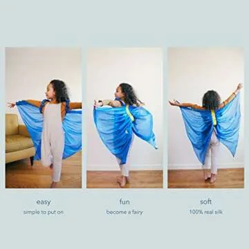 Sarah's Silks - Starry Night Fairy Wings, 100% Real Silk Dress up Costume, Eco-Friendly Dyes, 42-Inches Long (Starry Night)