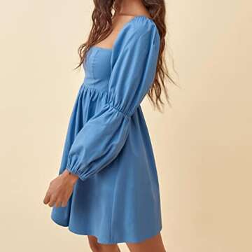 EXLURA Puff Sleeve Mini Dress for Stylish Occasions