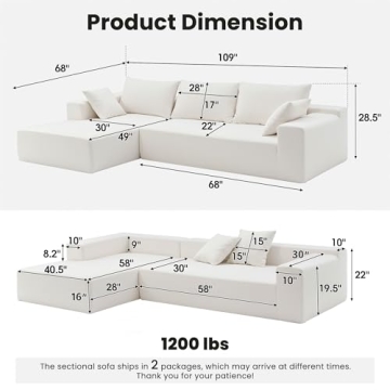 Miscoos Cloud Sectional Couch Minimalist Modular Sofa