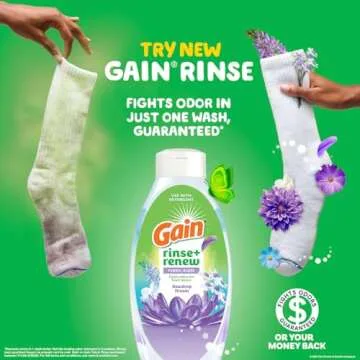 Gain Rinse and Renew Fabric Rinse, Dewdrop Dream, 48 fl oz, Odor Fighter, Laundry Deodorizer