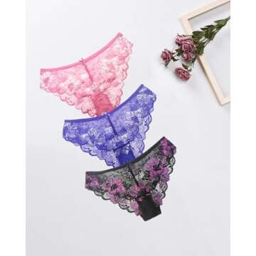 UGDUCK Sexy Underwear for Women Seamless Cheeky Lace Hipster Ladies No Show Bikini Panties Womens Breathable 3 Pack