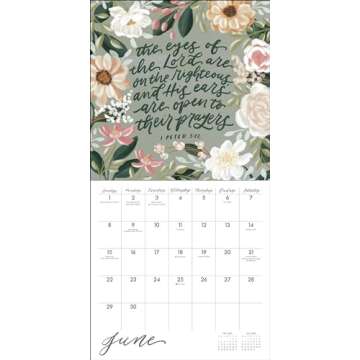 Scriptures and Florals 2025 Wall Calendar