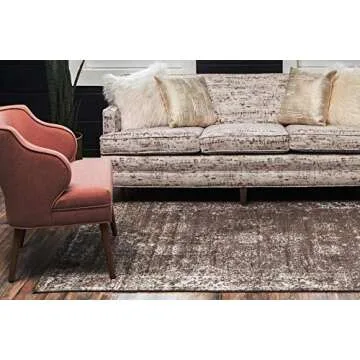 Unique Loom Sofia Collection Area Rug - Casino (7' 1" x 10' Rectangle, Brown/ Ivory)