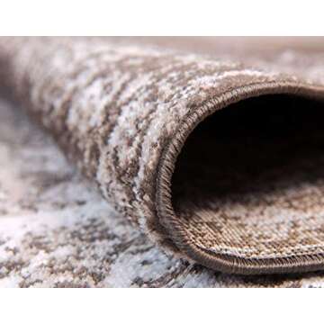 Unique Loom Sofia Collection Area Rug - Casino (7' 1" x 10' Rectangle, Brown/ Ivory)