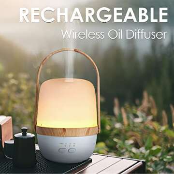 ARVIDSSON Wireless Essential Oil Diffuser, Portable Rechargeable Diffusers for Essential Oils, Cordless Aromatherapy Diffuser with Battery Operated, Warm Mood Light