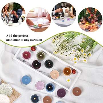 Sungmor 16 Pack Long Burning Scented Tea Light Candles, 100% Natural Soy Wax No Lead Smokeless Tea Warmer Candles Tealight Candles for Decor Holidays, General Use, Room Ambiance, Aromatherapy Relaxing
