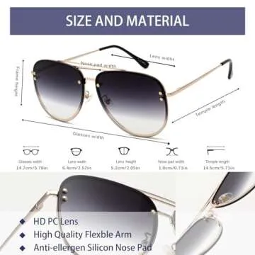 VIVIENFANG Retro Oversized Aviator Sunglasses Womens Trendy Y2K Designer Dupes Gold/Gradient Fashion Rave Sun Glasses 87247E