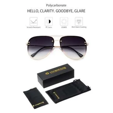 VIVIENFANG Retro Oversized Aviator Sunglasses Womens Trendy Y2K Designer Dupes Gold/Gradient Fashion Rave Sun Glasses 87247E