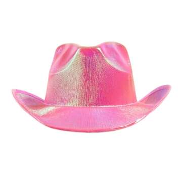 GiftExpress Neon Pink Shiny Sparkly Glittering Cowboy Hat for Western Cowboy Themed Party Supply | C...