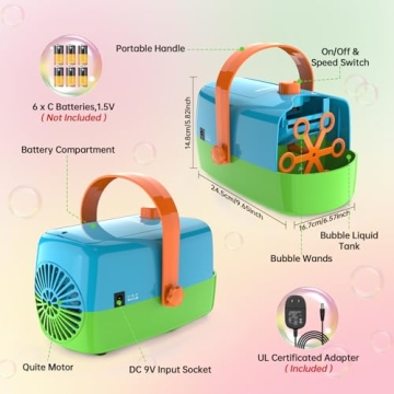 Wisdomlit Bubble Machine - Automatic Bubble Blower for Kids