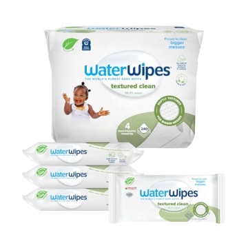 WaterWipes Plastic-Free Textured Clean, 99.9% Water Wipes