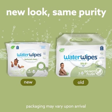 WaterWipes Plastic-Free Textured Clean, 99.9% Water Wipes