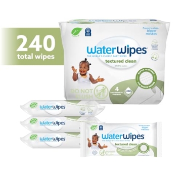 WaterWipes Plastic-Free Textured Clean, 99.9% Water Wipes