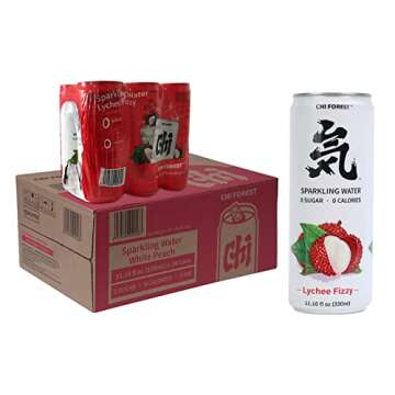 CHI FOREST Lychee Sparkling Water, 0 Calories and 0 Suger Flavored Bubbly Water, 11.16 Fl oz, Pack of 24