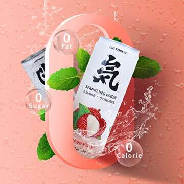 CHI FOREST Lychee Sparkling Water, 0 Calories and 0 Suger Flavored Bubbly Water, 11.16 Fl oz, Pack of 24