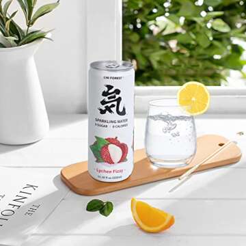 CHI FOREST Lychee Sparkling Water, 0 Calories and 0 Suger Flavored Bubbly Water, 11.16 Fl oz, Pack of 24