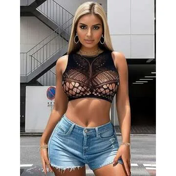 Avidlove Lingerie for Women Sexy Fishnet Lingerie Two Piece Lingerie Fishnet Outfit Stripper Outfit Black Lingerie Sets