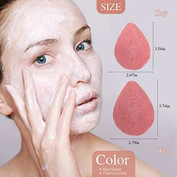 Konjac Sponge for Face - Gentle Face Cleansing and Exfoliation | Activated Charcoal, Eco-Friendly | ...