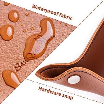 SANQIANWAN PU Leather Jewelry Valet Tray for Women and Man, Portable Entryway Table Tray Bedside Nightstand Desk Tray Small Catchall Travel Dish Plate for Key,Wallet,Watch,Coin (Brown-B)